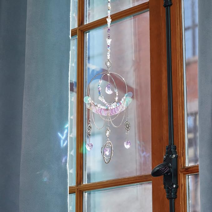Make It Real: DIY Crystal Suncatcher - Silver, Purple & Soft Hues, Craft Your Own Beautiful Suncatcher, 139 Pieces Included, All-in-1 DIY Kit, Bedroom Décor, Tweens & Girls, Arts & Crafts, Ages 8+