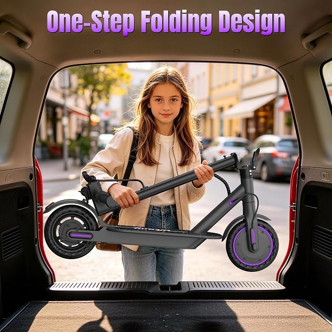 WERHY Foldable Kids Electric Scooter for Aged 6-10, 350W Motor, Max 12/16Miles Long Range, 19 MPH Max Speed, 8.5" Solid Tire, Lightweight Foldable E-Scooter with Dual Braking, Digital Display