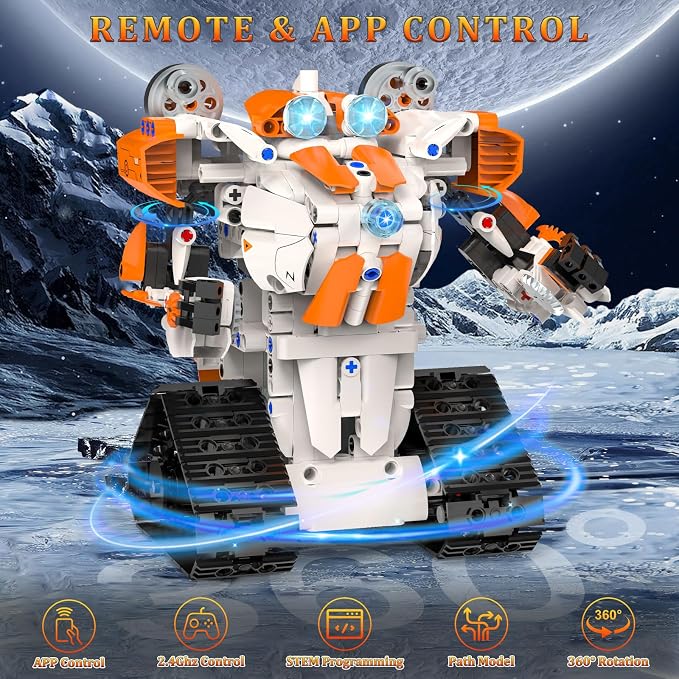 5in1 STEM Robot Building Toys for Kids, Remote & APP Controlled Robot Car Tank STEM Building Kit for Kids Science Learning, 689 Pcs DIY Building Blocks Set Gifts for Age 6 7 8 9 10 11 12+ Boys & Girls