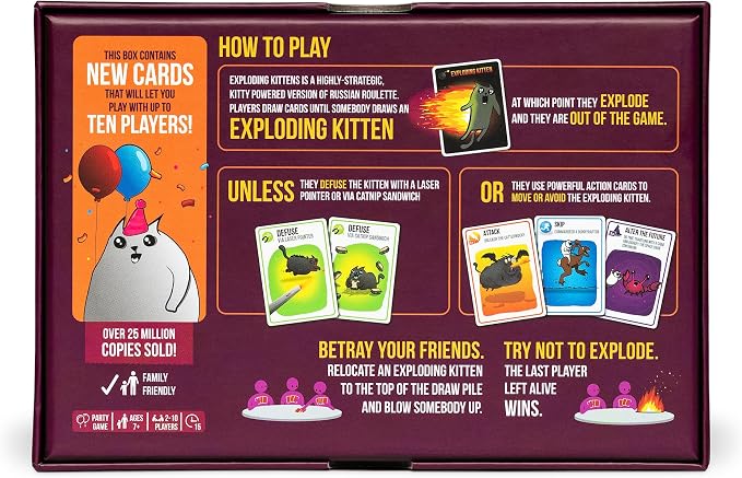 Exploding Kittens Party Pack - 2-10 Players - Ages 7+ - 15 Minutes to Play - Party & Family Card Game for Kids & Adults