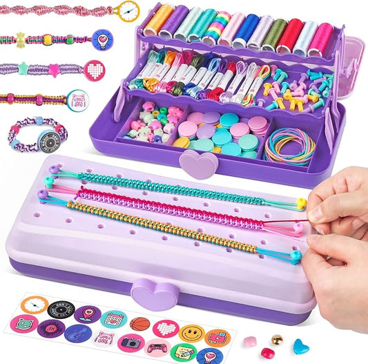 TingingYuli Friendship Bracelet Making Kit for Girls Ages 8-12, DIY String Bracelet Maker with 3-Layer Storage Box, Jewelry Making Kit Arts and Crafts Toy Gift for Kids Ages 6-12