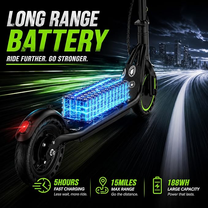 Electric Scooter for Adults, Teens & Big Kids, 350W-500W Motor, 10Mph-21 MPH & 10-28 Miles Max Range, 6.5 to 10 inch Tires, Portable Lightweight E-Scooter