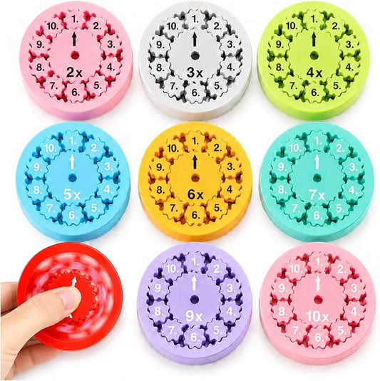 9 Pcs Math Fidget Spinners, Multiplication & Division Learning Toys for Kids, Hands-On Math Manipulatives Games for 3rd 4th Grade Classroom Must Haves, Teacher Supplies, Home School & Travel Prizes