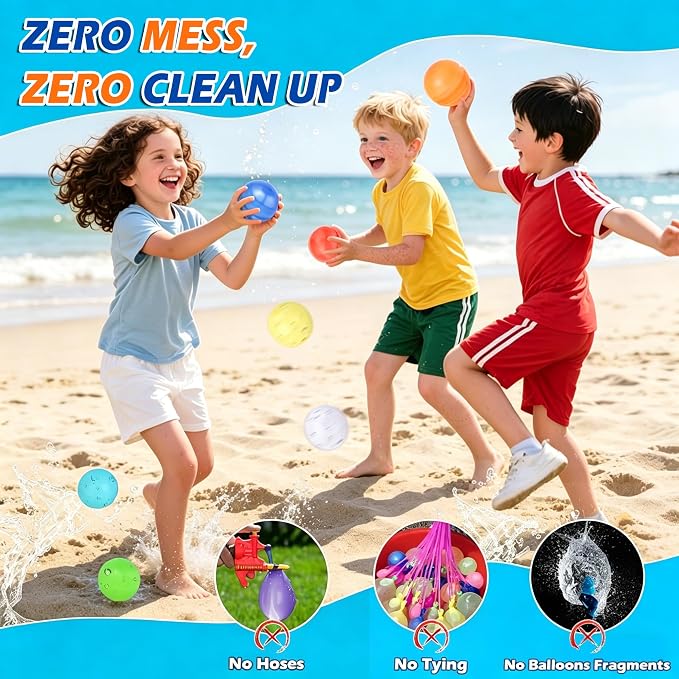 Reusable Water Balloons for Kids, 12 Pack Magnet-Free Safety Self Sealing Water Balls, Quick Fill Silicone Splatter Balls with Mesh Bag, Eco-Friendly Outdoor Summer Toys for Pool Backyard Beach