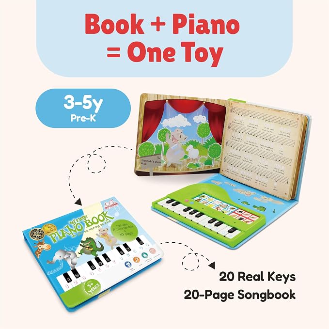 BEST LEARNING My First Piano Book — Award-Winning 20-Key Toy Piano for Toddlers and Kids Ages 3-8 — 10 Nursery Rhymes, 6 Instrument Sounds, Record & Playback — Educational Music Birthday Gift