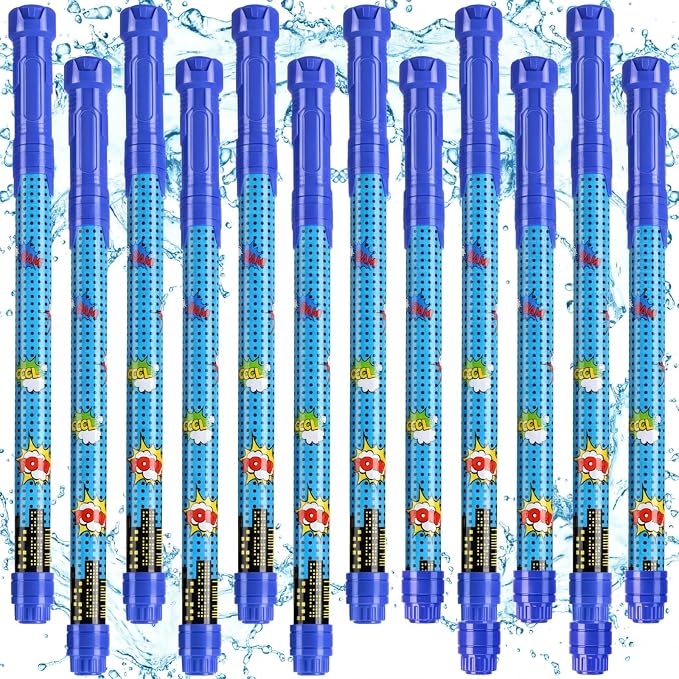 Halloscume 12 Pcs Comics Party Favors, 15'' Water Guns Bulk for Kids Water Squirt Blasters Guns, Summer Activity Swimming Pool Backyard Beach Outdoor Toys for Kids Adults, 39 ft Range Shooter