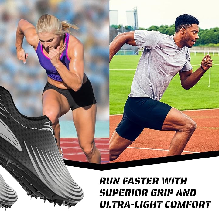 RUNIC Track & Field Shoes for Men, Women & Kids – Pro Running Spikes for Sprint, Race & Training – 7 Spikes + Extra Spikes & Wrench (US Men Size)