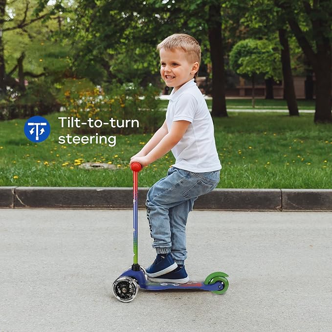 Kick Scooter for Kids, 3 Wheel Self Balancing, Light Up LED Wheels