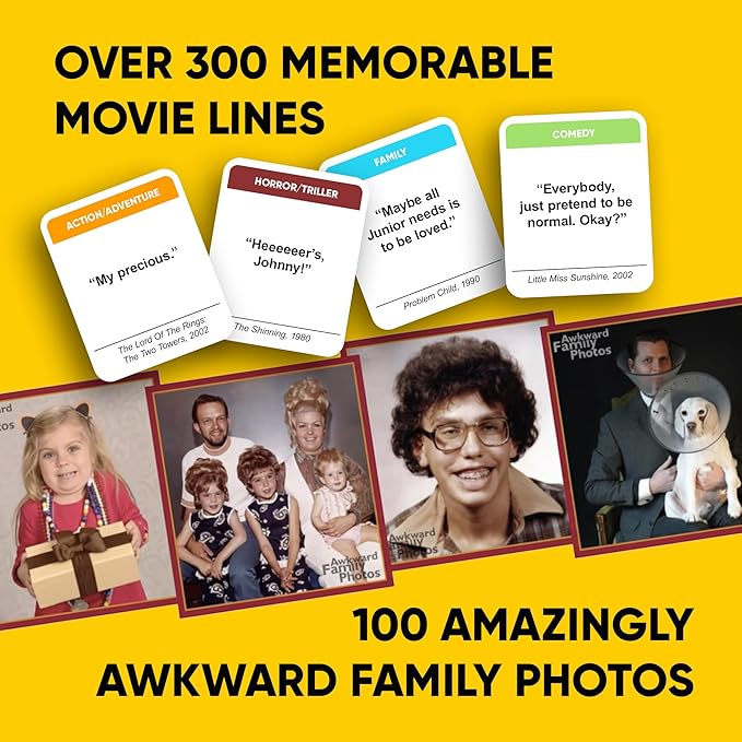 Awkward Family Photos Greatest Hits – Hilarious Party Card Game for Teens & Adults, Caption Real Awkward Photos with Memorable Movie Quotes, Fun Family Game Night