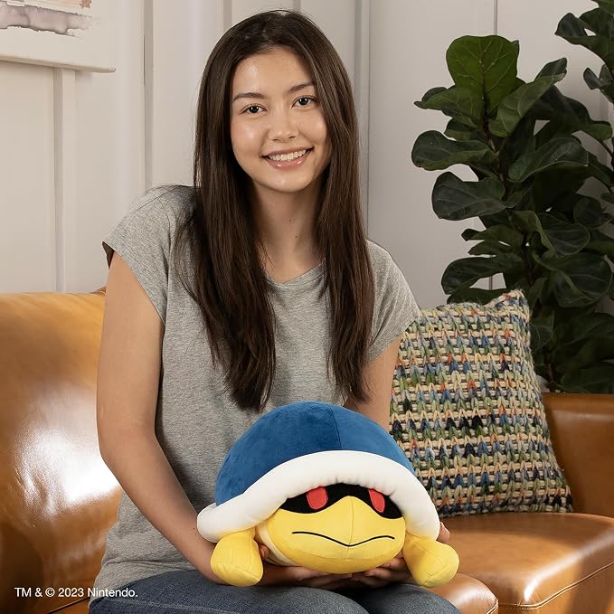 Club Mocchi Mocchi- Super Mario Plush - Buzzy Beetle Plushie - Squishy Mario Toys and Cute Stuffed Animals - Gaming Room Decor - Video Game Collectibles - 15 Inch