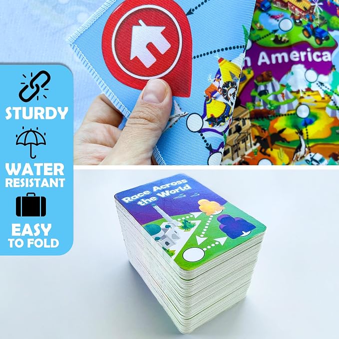 QUOKKA Board Game for Kids 8-12 - Learning, Educational Card Games for Ages 6-8 - Indoor, Outdoor Activity for Teens, Adults, Family - Geography, World 100 Question Cards with Top Facts