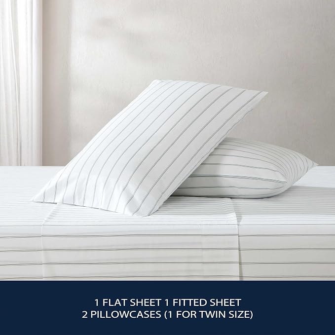 Nautica - Full Bed Sheets, Lightweight Cotton Percale Bedding Set with Matching Pillowcases, Crisp & Cool, Oeko-Tex Certified (Skippers Island Green)