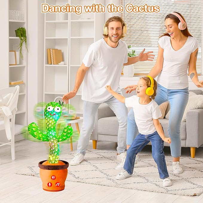 Baby Toys Interactive, Dancing Talking Cactus Toy Volume Adjustable, Singing Mimicking Repeating Recording, Funny Cactus Sings 50+ English Songs, Toys for Baby Toddler, 1 Year Old Gifts for Boys Girls
