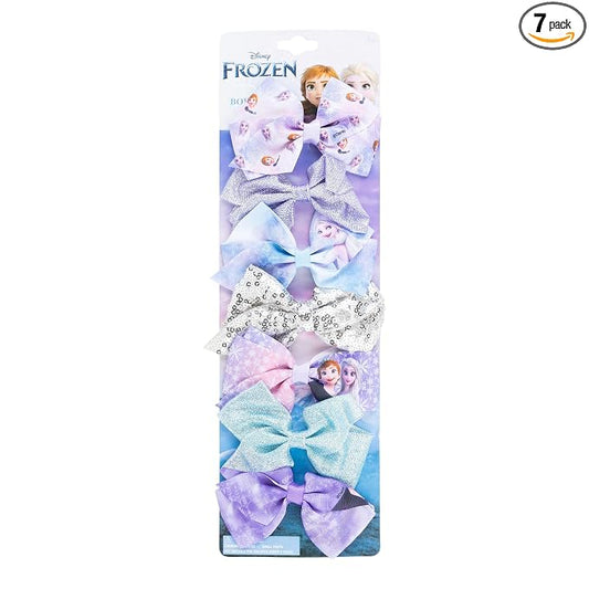 Disney Frozen II Girls 7 Piece Princess Hair Bow Set, Alligator Clip, Accessories for Ages 3+