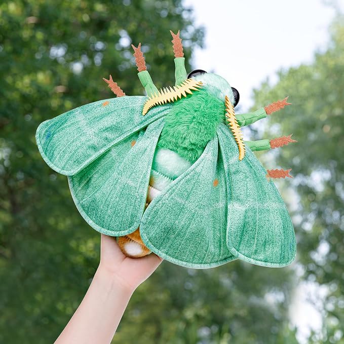 Simulation Emerald Moth Plush Toy, 14in Realistic Emerald Moth Stuffed Animal Children's Toys