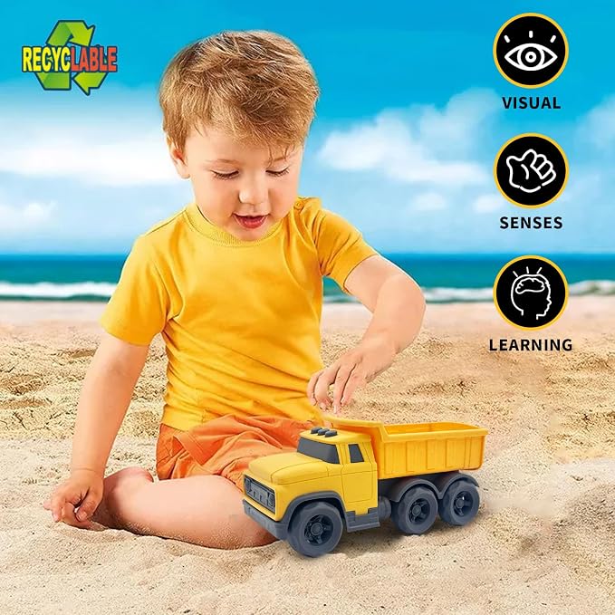Aigitoy Toddler Car Toys for 1-3 Year Old, Yellow Dump Truck, BPA Free, Phthalates Free, PVC, Recycled Plastic, Construction Truck, Kids Outdoor Toys, Christmas Birthday Gifts for Boys Girls
