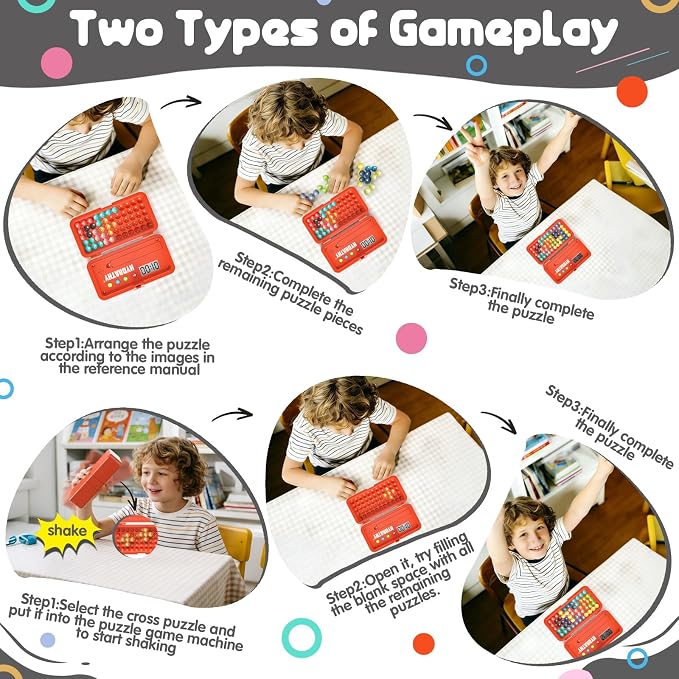 Brain Teaser Puzzles Games for Kids Adults with Timer, 2 Modes Handheld Travel Games, Single Player Mind Challenge Toys, STEM Montessori Educational Gifts for Kids 3+, Teens & Adults (Red)