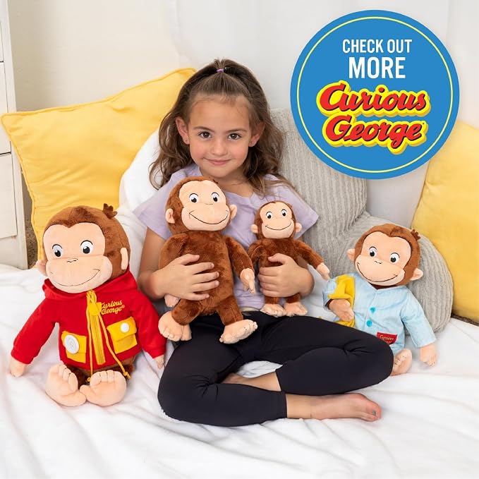 Kids Preferred Curious George Fireman 15 inch Stuffed Animal Plush Toy for Toddler Boys & Girls