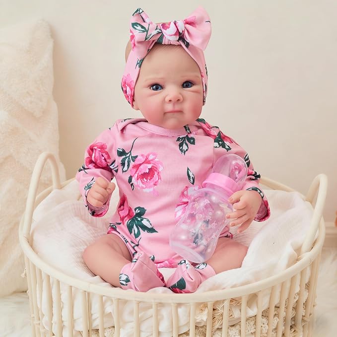FOCKOF Realistic Reborn Baby Dolls - 18 Inch Real Life Baby Doll Girl Lifelike with Accessories for 3+ Years Old (Red)