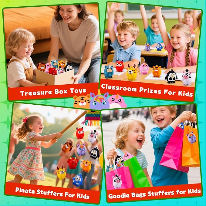 ChildFun 12PCS Animal Suction Popper Fidget Toys, Toddler Travel Toys for Airplane Car Activities, Silicone Sensory Toys, Party Favors for Kids, Goodie Bag Stuffers, Toys for 1+ Years Old