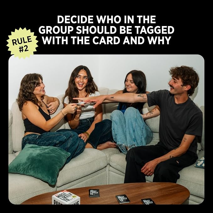 DSS Games Who’s Most Likely to… [Core Game with 100% NEW Cards | A Party Card Game for Adults, Teens, Girls Night, Groups, Bachelorettes, Game Night & More | Fun Game Gift Idea