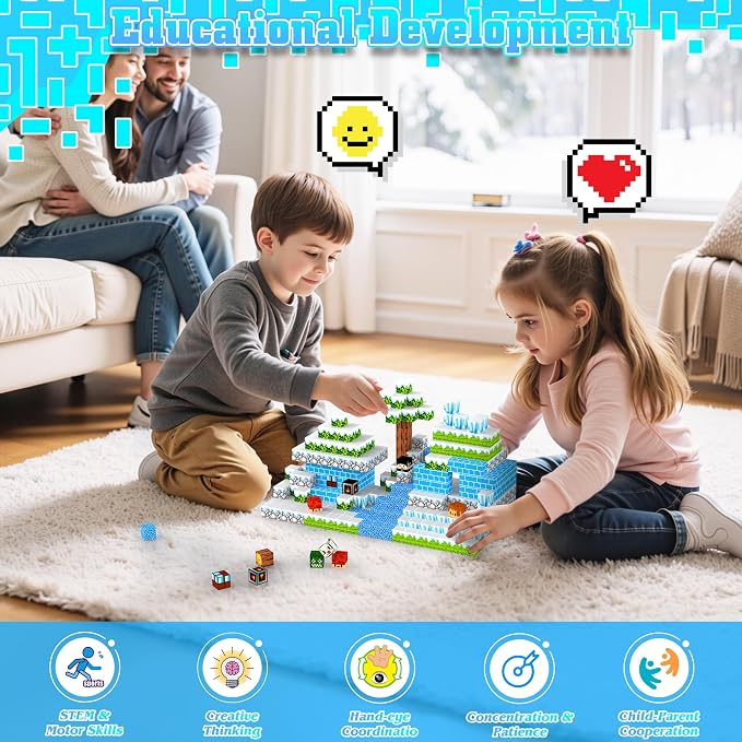150PCS Magnetic Blocks, Magnetic Building Blocks, Magnet Blocks Cubes, STEM Educational Stacking Magnet Toy for Kids Ages 3 4 5 6 7 8 9 10 11 12, Birthday Gifts for Boys and Girls - Snow World