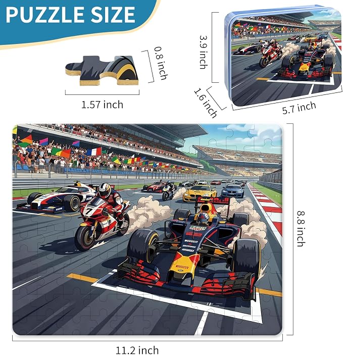 100 Pieces Puzzles for Kids Ages 4-8, Racing Educational Kids 100 Piece Puzzle, Children Jigsaw Puzzles Kids Puzzles, Educational Learning Puzzle Toys for Girls and Boys