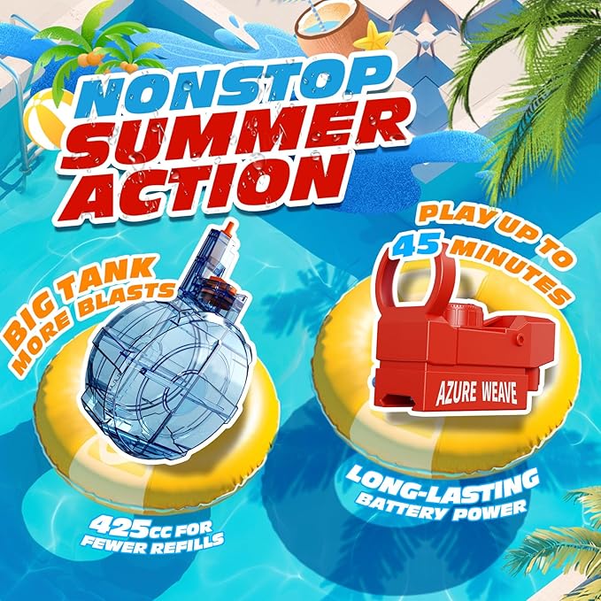 Electric Water Gun for Adults and Kids, Automatic Squirt Gun, Battery Powered Water Pistol with Light-Up Muzzle, 26-32 FT Long Range, Summer Outdoor Beach Pool Party Toy Gift