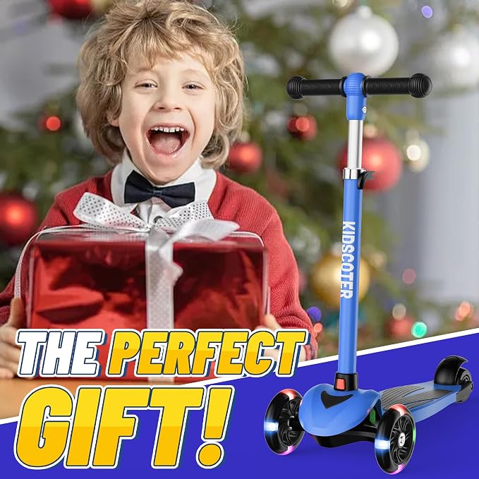 Multicolor Kids Scooter for Ages 3-12, 3 Wheel Lean to Steer Scooter with LED Light-Up Wheels, Adjustable Handlebar, Detachable Easy Storage for Boys & Girls