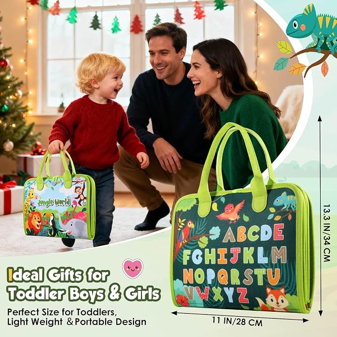 GOLIYEAN Toddler Busy Board - Montessori Toys for Toddler Boy Girl Birthday Gifts, Educational Learning Sensory Busy Book for Toddlers, Quiet Activity Books for Toddlers, Travel Toys for Airplane Car