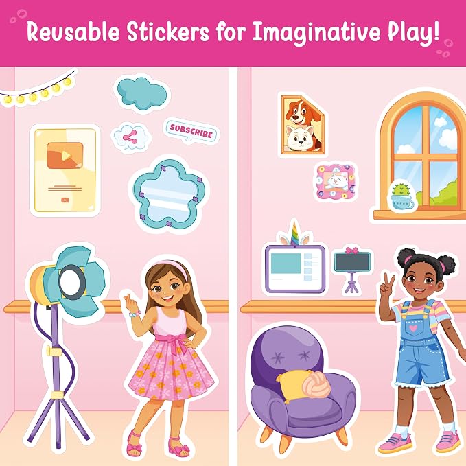 Imagimake Reusable Sticker Fun – My Dream House Playset | 200+ Jelly Stickers | Creative Games for Girls | Pretend Play Kids Activities | Toddler Toys 3-5 | 3,4,5,6,7 Year Old Girl Birthday Gifts