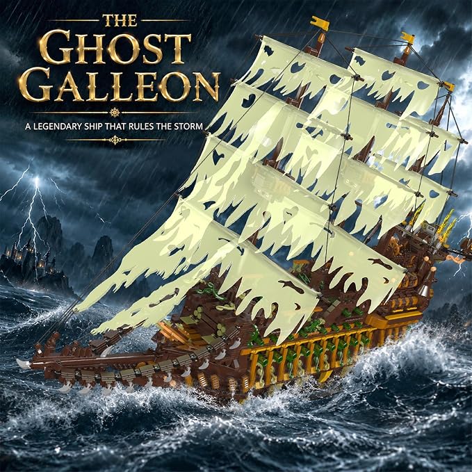 Mould King 13197 Pirate Ship Building Toy, MOC Flying Dutchman Model Ship Boat, Toy Building Sets for Adults, Halloween Decor Christmas Birthday Gifts for Teens Collections (4364 Pieces)