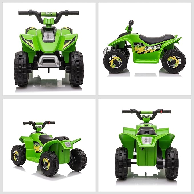 Aosom 6V Kids ATV 4-Wheeler Ride on Car, Electric Motorized Quad Battery Powered Vehicle with Forward/Reverse Switch for 18-36 Months Old Toddlers, Green