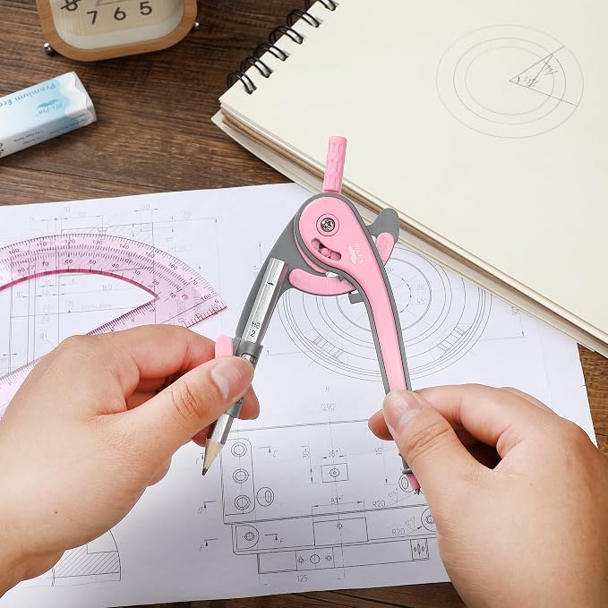 Mr. Pen- Geometry Compass and Protractor Set, 6 Inch Compass | 6 Inch Protractor, Drawing Tool for School, Clear Plastic, Easy Grip, Precision Design for Math, Art, Drafting, Architecture