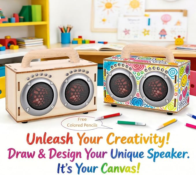 STEM Projects Kit for Kids & Adults Age 8-12 Build Your Own Wood Bluetooth Speaker DIY Science Experiment Electronics Kit for Boys & Girls 8-13 9 10 14 16, Birthday & Graduation Gift