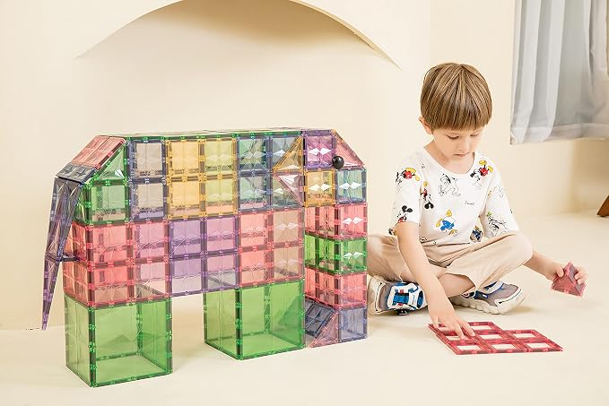 MEGAGONTILES 120PCS Premium Magnetic Tiles Set | STEM-Authenticated Magnetic Building Blocks | Educational Construction Toy for Kids Ages 3–8 (Boys & Girls)