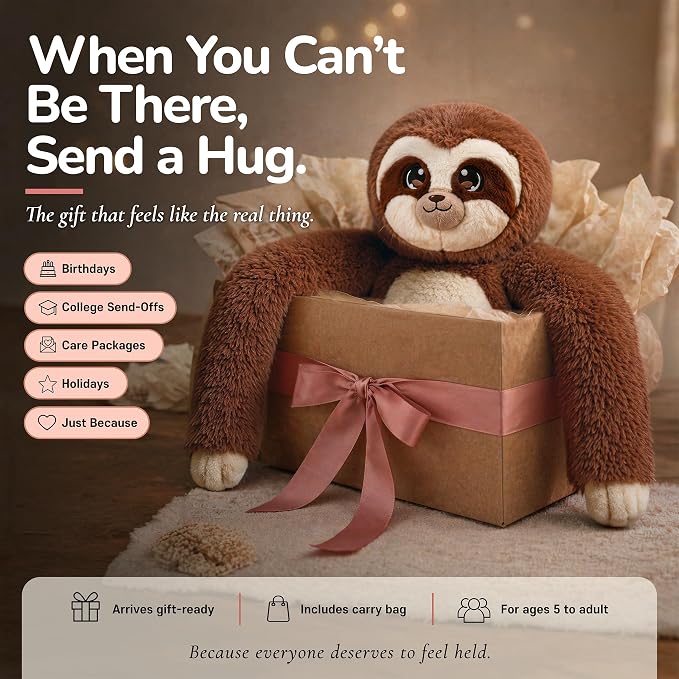 Huggle Healers Weighted Stuffed Animals for Adults, Teens and Kids - 36 Inch Long Plush Arms for Hugs - 4.5lb Sloth Stuffed Animal Plushies - Kigi Sloth