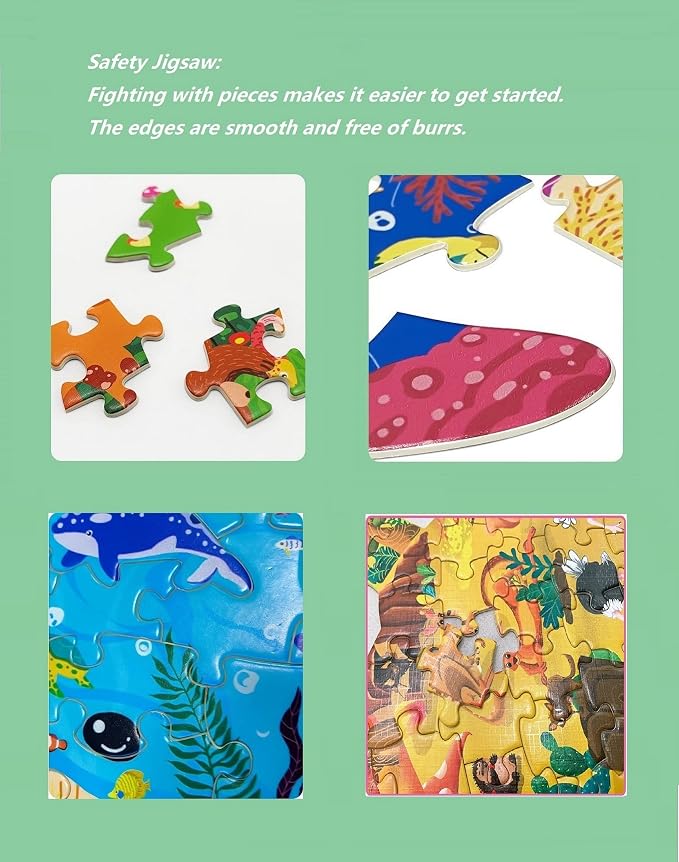 PINU Jigsaw Puzzles for Kids Ages 3-5, 6-8, 8-10, Children Colorful Fun Animal Shaped Puzzle Learning Educational Toys Gifts Games for Boys and Girls (Triceratops-150 PCS)