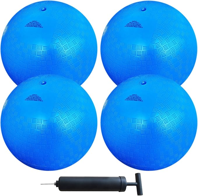 AppleRound 8.5-inch Dodgeball Playground Balls, Pack of 4 Balls with 1 Pump, Official Size for Dodge Ball, Handball, Camps and Schools