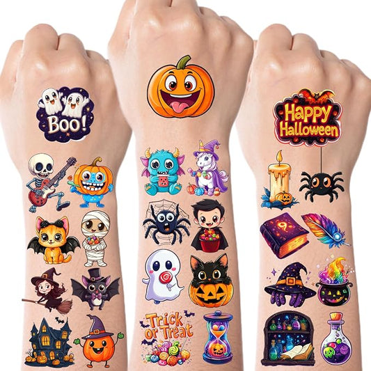 JCFIRE Halloween Temporary Tattoos for Kids, Halloween Party Favors, Treat or Trick Supplies, Crafts for Goodie Bag Stuffers, Birthday Party Decorations Accessories, Games, Toys, Gifts