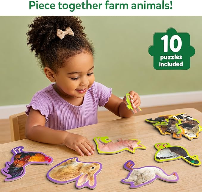 Skillmatics Step by Step Puzzles - 40 Piece Jigsaw & Toddler Puzzle, Montessori Educational Toy for Boys & Girls, Farm Animals, Travel Friendly, Gifts for Kids Ages 3, 4, 5 and Up