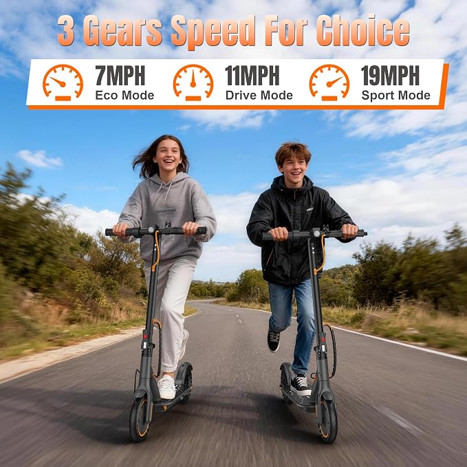 WERHY Foldable Kids Electric Scooter, 350W Motor, Max 12/16Miles Long Range, 19 MPH Max Speed, 8.5" Solid Tire, Lightweight Foldable E-Scooter with Dual Braking, Digital Display, Cruise Control