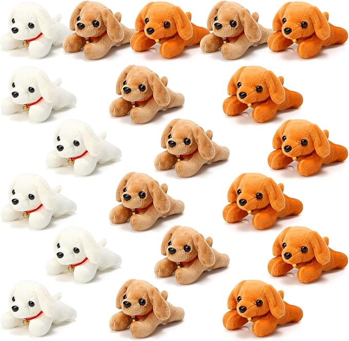 Sosation 20 Pcs Mini Stuffed Animal Dog Bulk Adopt a Puppy Favors Soft Puppy Gift Party for Kids Vet Tech Birthday Party Charity Donation Classroom Goodie Stuffer (Simple Style,Delicate Color)