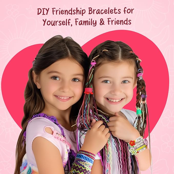 CEUCAL Bracelet Making Kit for Girls - Friendship Bracelet Kit - Birthday Gifts for Ages 6 7 8 9 10 11 12 Year Old, Arts and Crafts for Kids Ages 8-12 Teen Bracelets DIY Maker Pink Coral