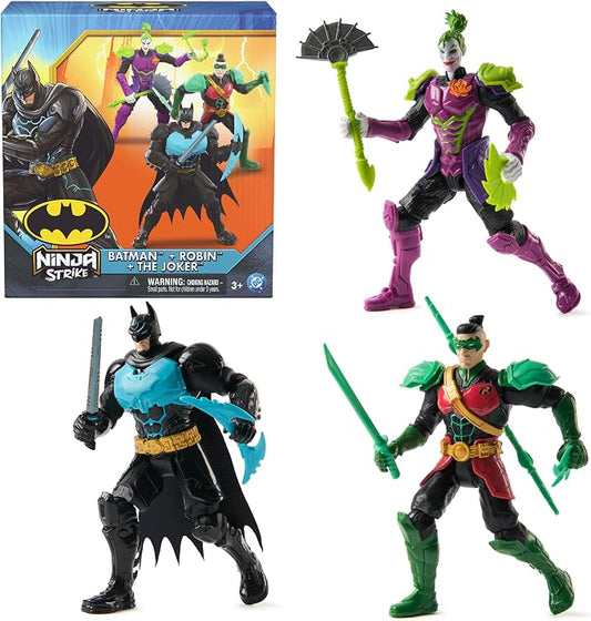 DC Comics, Batman Ninja Strike 6" 3-Pack Battle Set Action Figures with Pop-Out Ninja Accessories, Super Hero Kids Toys for Boys and Girls Ages 3 & Up
