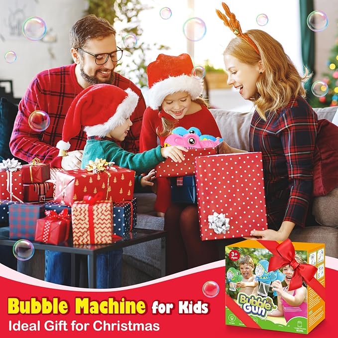 Yunaking Toys for Boys Girls Ages 4-8 - 2 Pack Bubble Machine Gun Rechargeable Dinosaur Toy Gift for 4 5 6 7 8 Boy Girl Kids Toddlers Outdoor Toys 4-6 Easter Basket Stuffers Christmas Valentines Gift