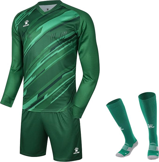 KELME Soccer Goalkeeper Jersey Pro Set Uniform - Padded Goalkeeper Shirt Shorts Socks - Men's Goalie Jersey Adults Kids