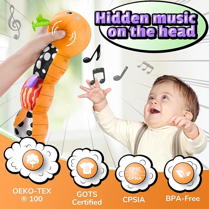 LIGHTDESIRE Baby Toys Sensory Musical Caterpillar Infant Toys 3-6-12 Months | Stuffed Animals with Soft Plush Crinkle Rattle Baby Teething Toy Tummy Time for Newborn Boy Girl Birthday Shower Gifts
