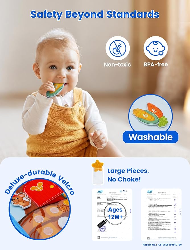 BizyKoady Montessori Busy Book for Toddlers 1-3, Felt Busy Board Dog Theme | Montessori toys, learning activity, Travel Toys, Fine motor, Independent quiet play, Soft felt, Boy Girl gift, CPC 12m+