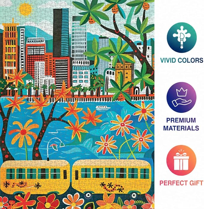 Cross & Glory - Golden Shores of Waikiki - 1000 Piece Jigsaw Puzzle for Adults | Best New Honolulu Artwork Puzzle | Unique Hawaiian Island Challenge